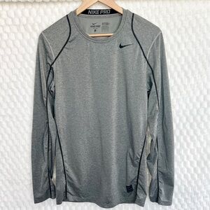 Nike Pro Mens Size S Fitted Long Sleeve Training Gym T-Shirt Heather Gray